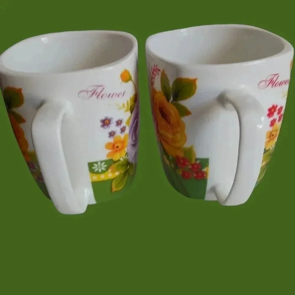 Xiao dang roses coffee cup square 13oz set of 2